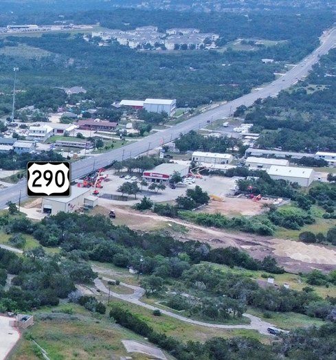 Aerial view of the Hwy 290 corridor running northeast from Southwest Center